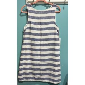 beachlunchlounge Women's Blue White Striped Sleeveless Linen Blend Dress XS